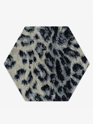 Snowy Fur Hexagon Hand Knotted Bamboo Silk custom handmade rug