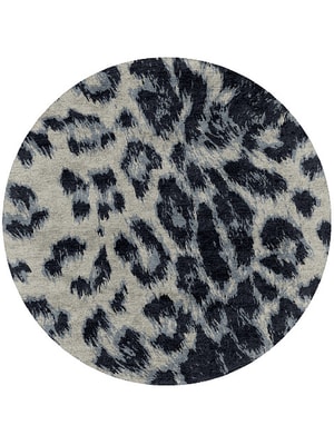 Snowy Fur Round Hand Tufted Bamboo Silk custom handmade rug