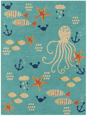 Squids&stuff Rectangle Hand Tufted Pure Wool custom handmade rug
