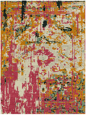 Stained Antique Rectangle Hand Knotted Tibetan Wool custom handmade rug