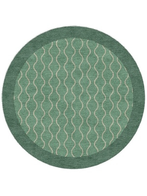 Strings Round Hand Knotted Tibetan Wool custom handmade rug