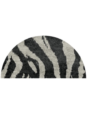 Striped Tapir Halfmoon Hand Knotted Bamboo Silk custom handmade rug