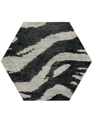 Striped Tapir Hexagon Hand Knotted Bamboo Silk custom handmade rug
