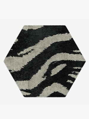 Striped Tapir Hexagon Hand Knotted Bamboo Silk custom handmade rug