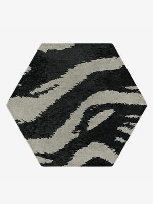 Striped Tapir Hexagon Hand Knotted Tibetan Wool custom handmade rug