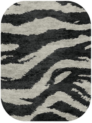Striped Tapir Oblong Hand Knotted Bamboo Silk custom handmade rug
