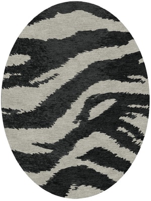 Striped Tapir Oval Hand Knotted Tibetan Wool custom handmade rug