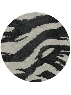 Striped Tapir Round Hand Knotted Tibetan Wool custom handmade rug