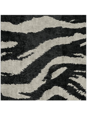 Striped Tapir Square Hand Knotted Bamboo Silk custom handmade rug