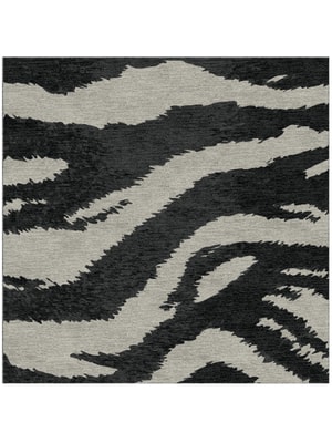 Striped Tapir Square Hand Knotted Tibetan Wool custom handmade rug