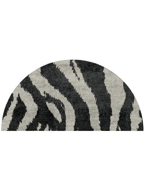 Striped Tapir Halfmoon Hand Tufted Bamboo Silk custom handmade rug
