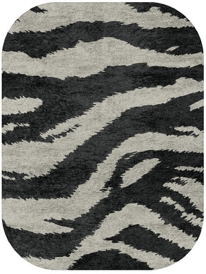 Striped Tapir Oblong Hand Tufted Bamboo Silk custom handmade rug