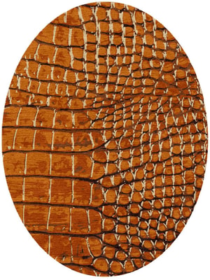 Tanned Hide Oval Hand Knotted Tibetan Wool custom handmade rug