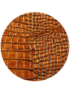 Tanned Hide Round Hand Knotted Bamboo Silk custom handmade rug