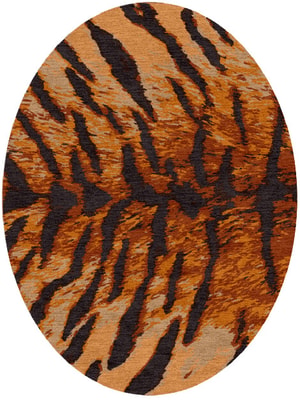 Tawny Hide Oval Hand Knotted Tibetan Wool custom handmade rug