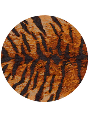Tawny Hide Round Hand Knotted Tibetan Wool custom handmade rug