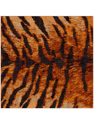 Tawny Hide Square Hand Knotted Bamboo Silk custom handmade rug