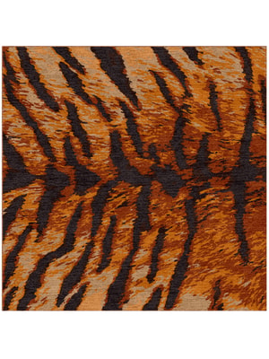 Tawny Hide Square Hand Knotted Tibetan Wool custom handmade rug