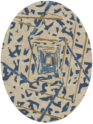 Tesseract Oval Hand Knotted Tibetan Wool custom handmade rug