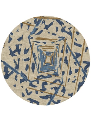 Tesseract Round Hand Knotted Tibetan Wool custom handmade rug