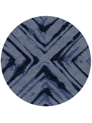 TieDye Round Hand Knotted Tibetan Wool custom handmade rug
