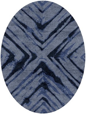 TieDye Oval Hand Tufted Bamboo Silk custom handmade rug