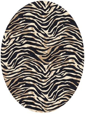 Tiger Stripes Oval Hand Knotted Tibetan Wool custom handmade rug