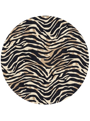 Tiger Stripes Round Hand Knotted Tibetan Wool custom handmade rug