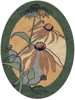 Tithonia Oval Hand Knotted Tibetan Wool custom handmade rug