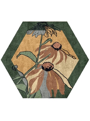 Tithonia Hexagon Hand Tufted Bamboo Silk custom handmade rug