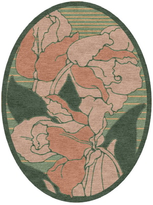 Tulip Oval Hand Knotted Tibetan Wool custom handmade rug