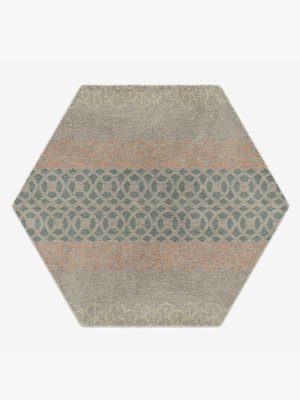 Vandyke Hexagon Hand Knotted Tibetan Wool custom handmade rug