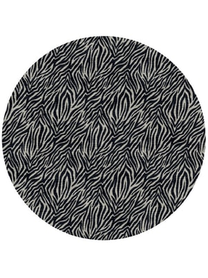 Zebra Hide Round Hand Knotted Tibetan Wool custom handmade rug