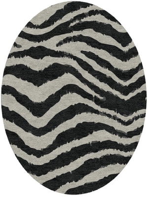 Zebra Repeat Oval Hand Knotted Tibetan Wool custom handmade rug