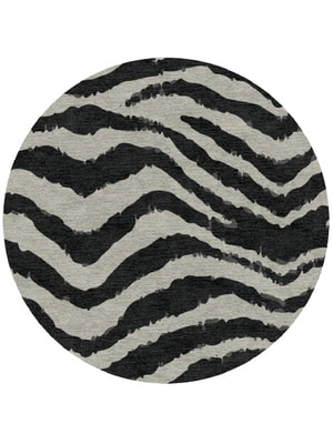 Zebra Repeat Round Hand Knotted Tibetan Wool custom handmade rug