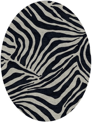Zebra Stripes Oval Hand Knotted Tibetan Wool custom handmade rug