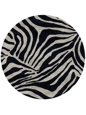 Zebra Stripes Round Hand Knotted Bamboo Silk custom handmade rug