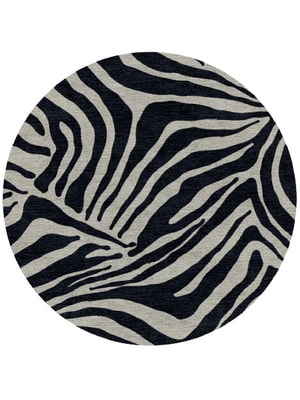 Zebra Stripes Round Hand Knotted Tibetan Wool custom handmade rug