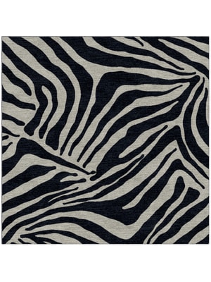 Zebra Stripes Square Hand Knotted Tibetan Wool custom handmade rug