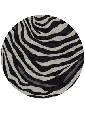Zebroid Round Hand Knotted Tibetan Wool custom handmade rug
