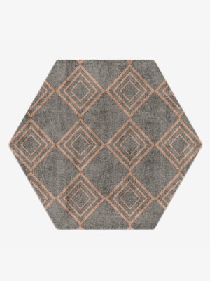 Zircon Hexagon Hand Knotted Bamboo Silk custom handmade rug