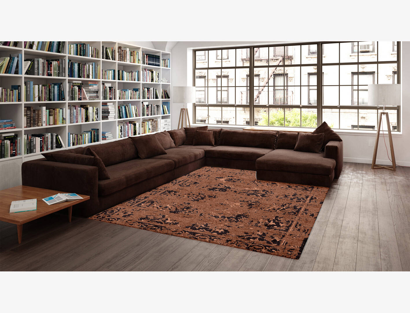 Abraded Vintage Rectangle Hand Knotted Bamboo Silk Custom Rug by Rug Artisan