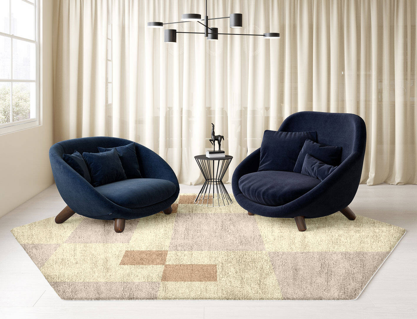 Accumen  Hexagon Hand Knotted Bamboo Silk Custom Rug by Rug Artisan