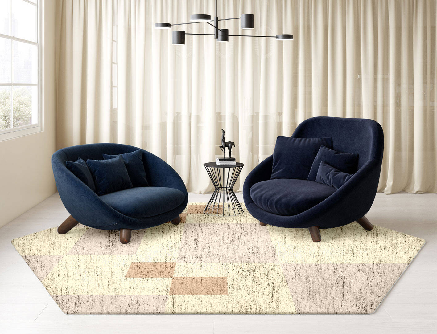 Accumen  Hexagon Hand Tufted Bamboo Silk Custom Rug by Rug Artisan
