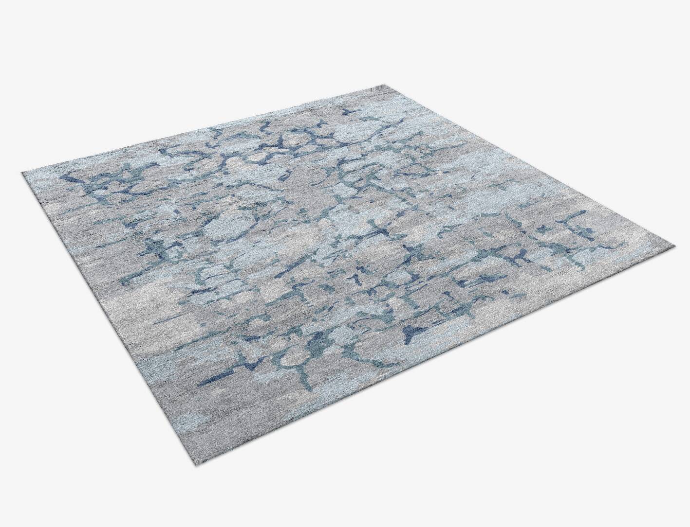 Ace Cerulean Square Hand Knotted Bamboo Silk Custom Rug by Rug Artisan