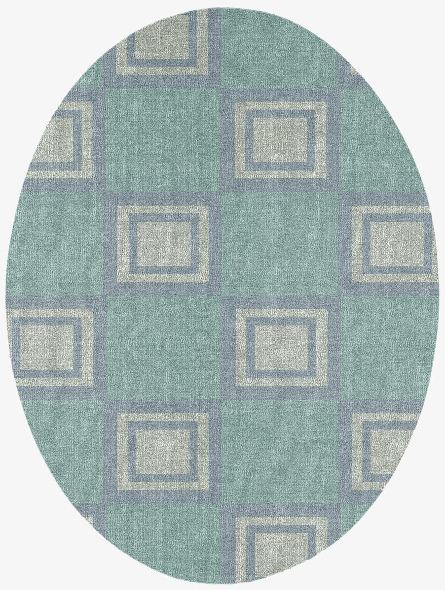 Agate Geometric Oval Flatweave New Zealand Wool Custom Rug by Rug Artisan