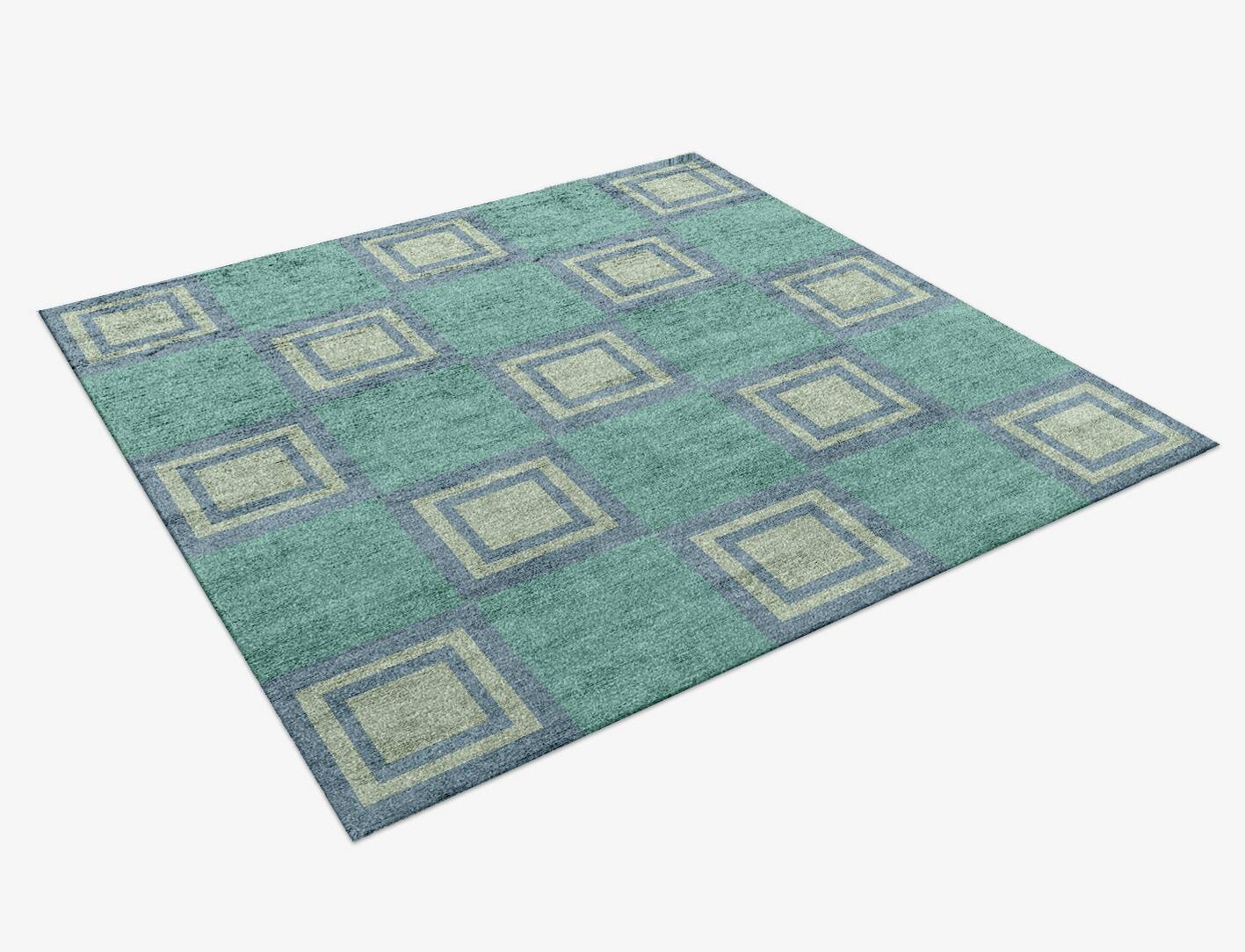Agate Geometric Square Hand Knotted Bamboo Silk Custom Rug by Rug Artisan