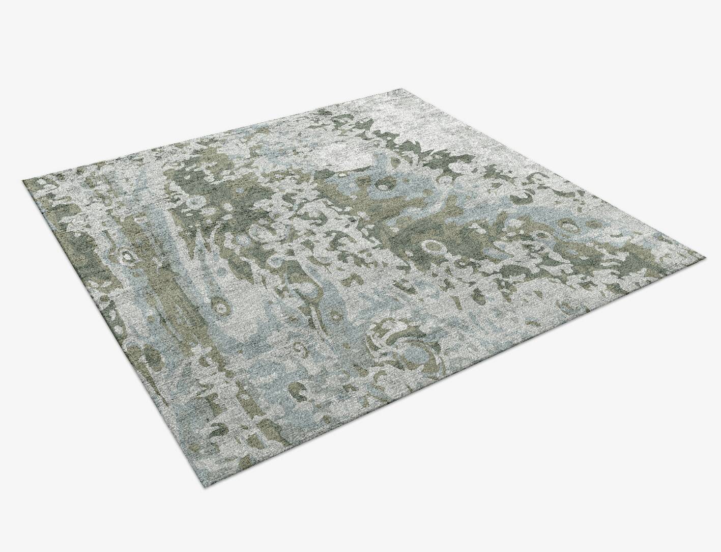 Air Bubble Surface Art Square Hand Knotted Bamboo Silk Custom Rug by Rug Artisan