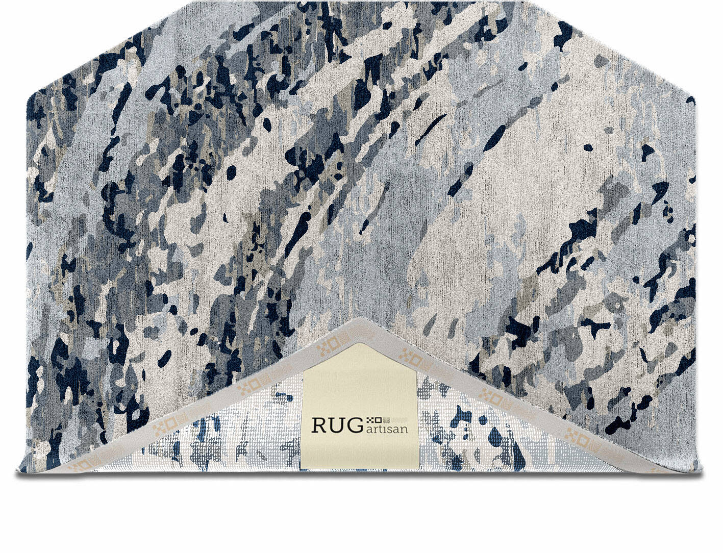 Air Currents Surface Art Hexagon Hand Knotted Bamboo Silk Custom Rug by Rug Artisan