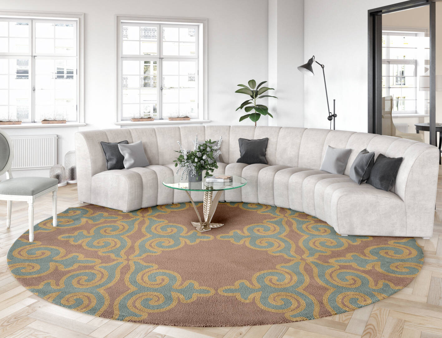 Albion Blue Royal Round Hand Tufted Pure Wool Custom Rug by Rug Artisan